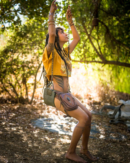 Aventurera Utility Belt | Black Leather | Malachite Stone