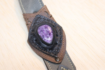 El Oriente Holster | Gray Leather | Charoite Stone