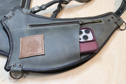 El Oriente Holster | Gray Leather | Charoite Stone