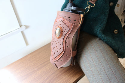 Water Bottle Holster | Gray Leather | Amethyst